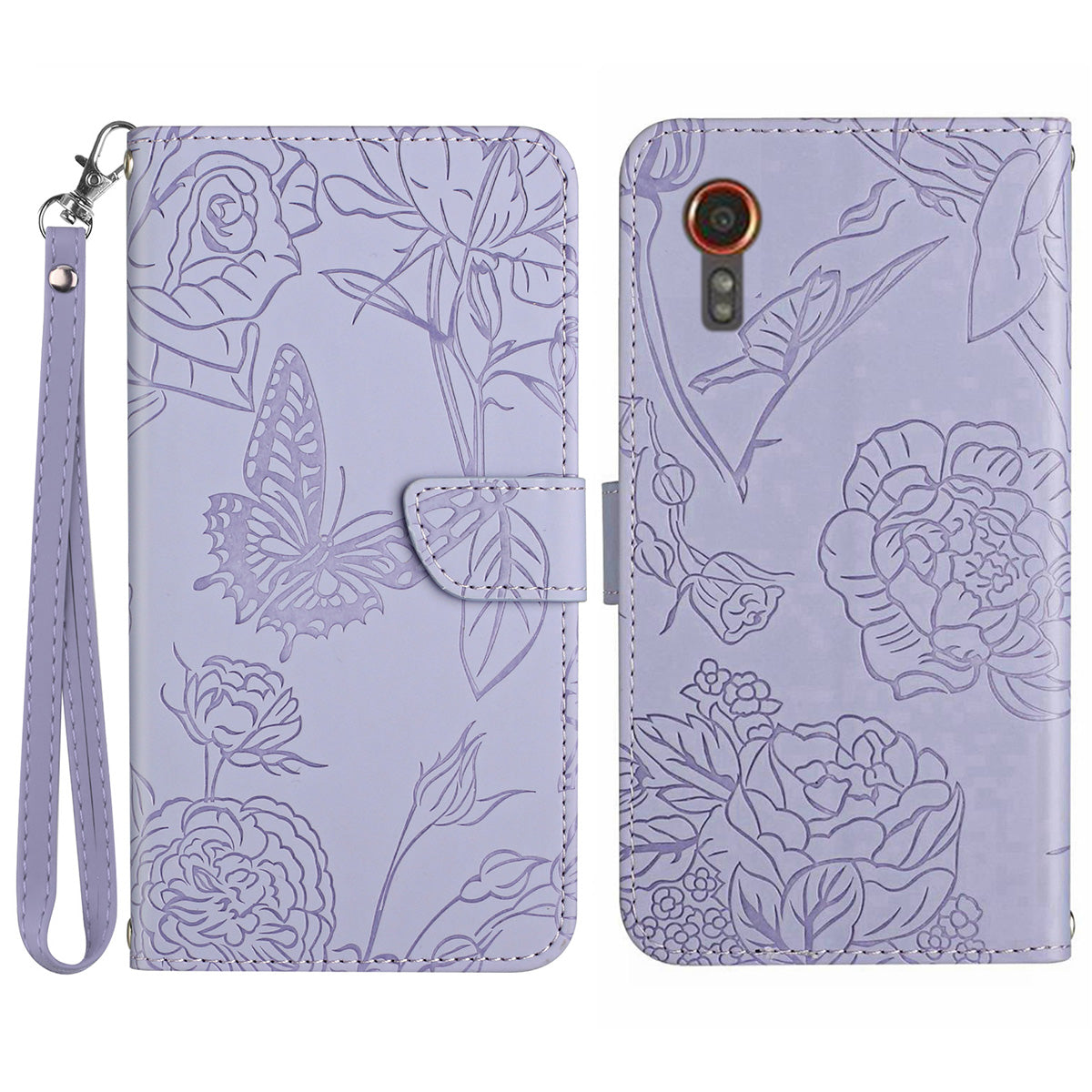 HT03 For Samsung Galaxy Xcover7 Leather Case with Hand Strap Butterfly Flower Pattern - Black HT03 For Samsung Galaxy Xcover7 Leather Case with Hand Strap Butterfly Flower Pattern - Black
